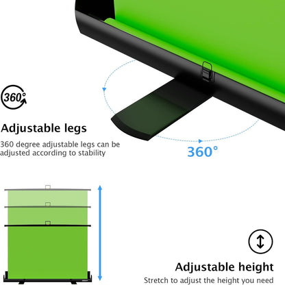 EMART Upgrade Green Screen, 61x72in Collapsible Chroma Key Panel for Background Removal, Portable & Retractable Wrinkle-Resistant Backdrop with Stand for Streaming, Photographic Studio, TikTok
