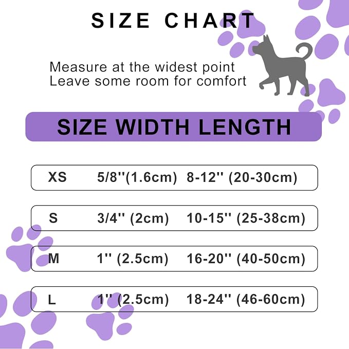 FURRYFECTION Reflective Dog Collar and Leash Set with Quick Release Buckle, Padded with Neoprene Adjustable Nylon Dog Collar for Small Medium and Large Dogs (Medium Collar+5FT Leash, Purple)