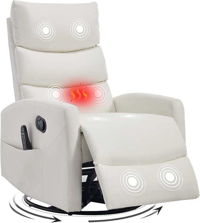 Trustyue Swivel Rocker Recliner Chair, 360° Swivel Recliner