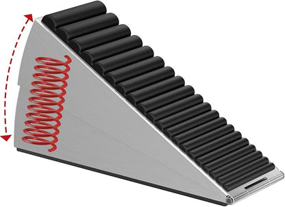 Optish Heavy Duty Door Stopper, Adjustable Spring Large Stopper, 3 Inches High Tall Wedge Stoppers for Bottom of Door, Door Stop Suits Wood, Carpet, Tiles, Home, Heavy Door, Silver