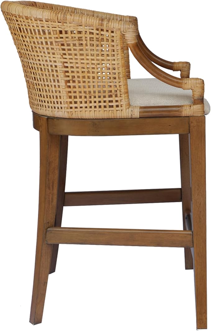 Martha Stewart Farmhouse Counter Height Bar Stools, Handcrafted Rattan Counter