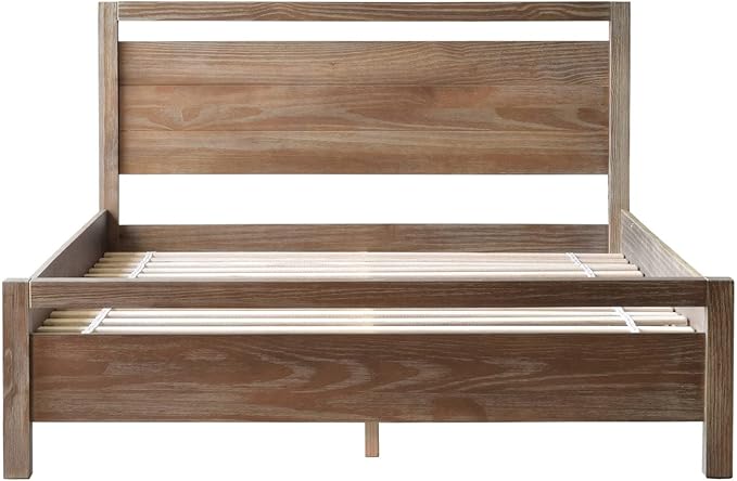 Grain Wood Furniture Loft King Size Solid Wood Bed, Weathered Pine