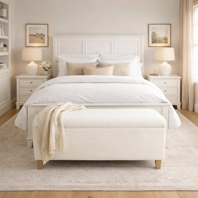 HomePop Storage Bench, Pearl Cream