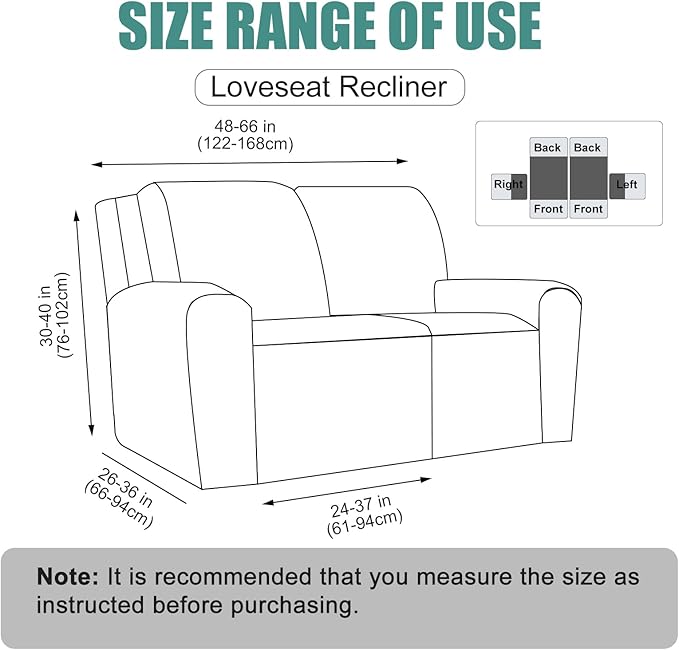 Genina Recliner Loveseat Cover Stretch Couch Covers Sofa slipcover