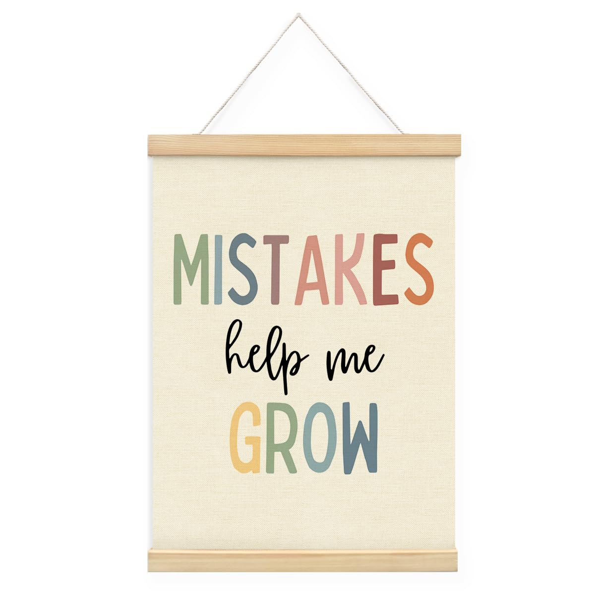 STHTTSW Boho Classroom Decor,Mistakes Help Me Grow Wall Hanger with Wooden Frames,Homeschool Motivational Mental Health Wall Decor for Therapy Counselor Office 12x16 Inch