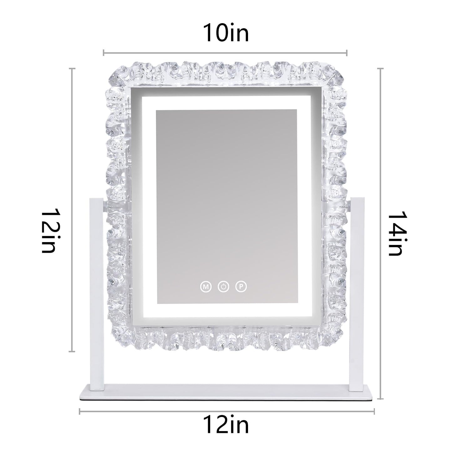 Lighted led Makeup Mirror Hollywood Mirror Vanity Makeup Mirror with Lights Smart Touch Control 3-Gear Dimable Light 360°Rotation (12in. White)