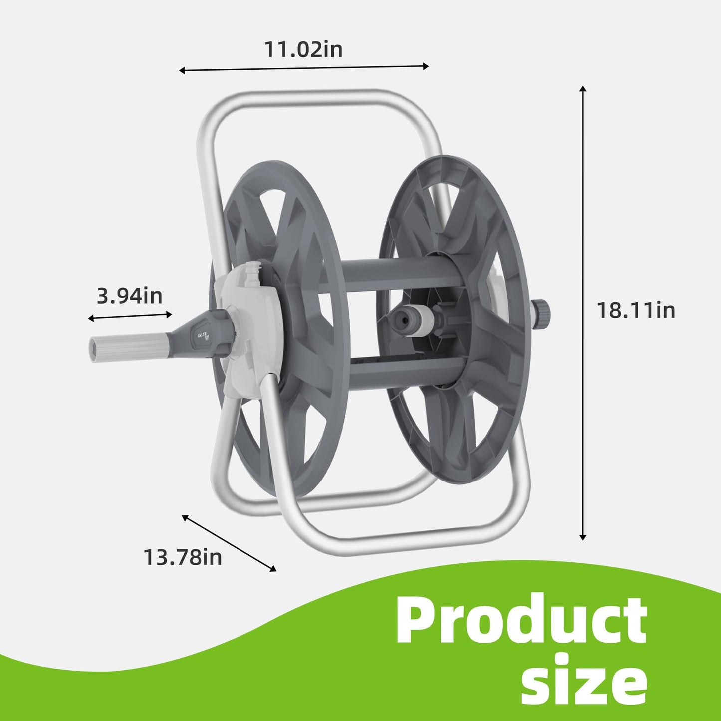 YESTAR Water Hose Reel Cart, Holds 60-80 Ft of 5/8 Inch Hose, Grey Wall Mounted Garden Hose Cart, Portable Hose Reel for Convenient Storage and Watering