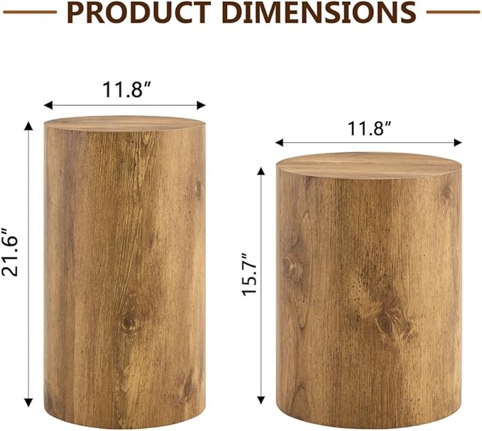 End Table Set of 2, Modern Round Side Table Sofa Couch Tables, Living Room
