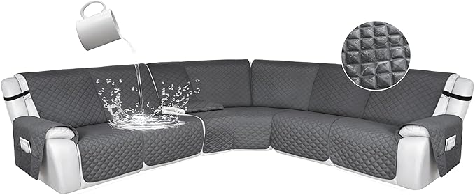 HDCAXKJ 100% Waterproof Reclining Sectional Couch Covers L Shape Recliner Sofa