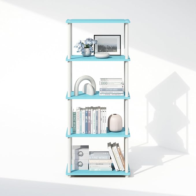 Furinno Turn-N-Tube Book Shelf, 5-Tier Bookshelf, Bookcase