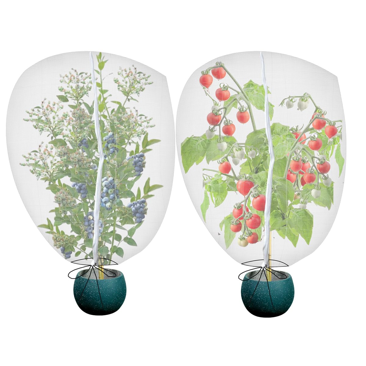 Gardtree 2PCS 4.1 × 5 FT Bird Insect Barrier Fruit Tree Netting, Double Zipper & Drawstring, Garden Bird Netting for Blueberries, Tomatoes, Peppers, Shrubs – Reusable Mesh Barrier
