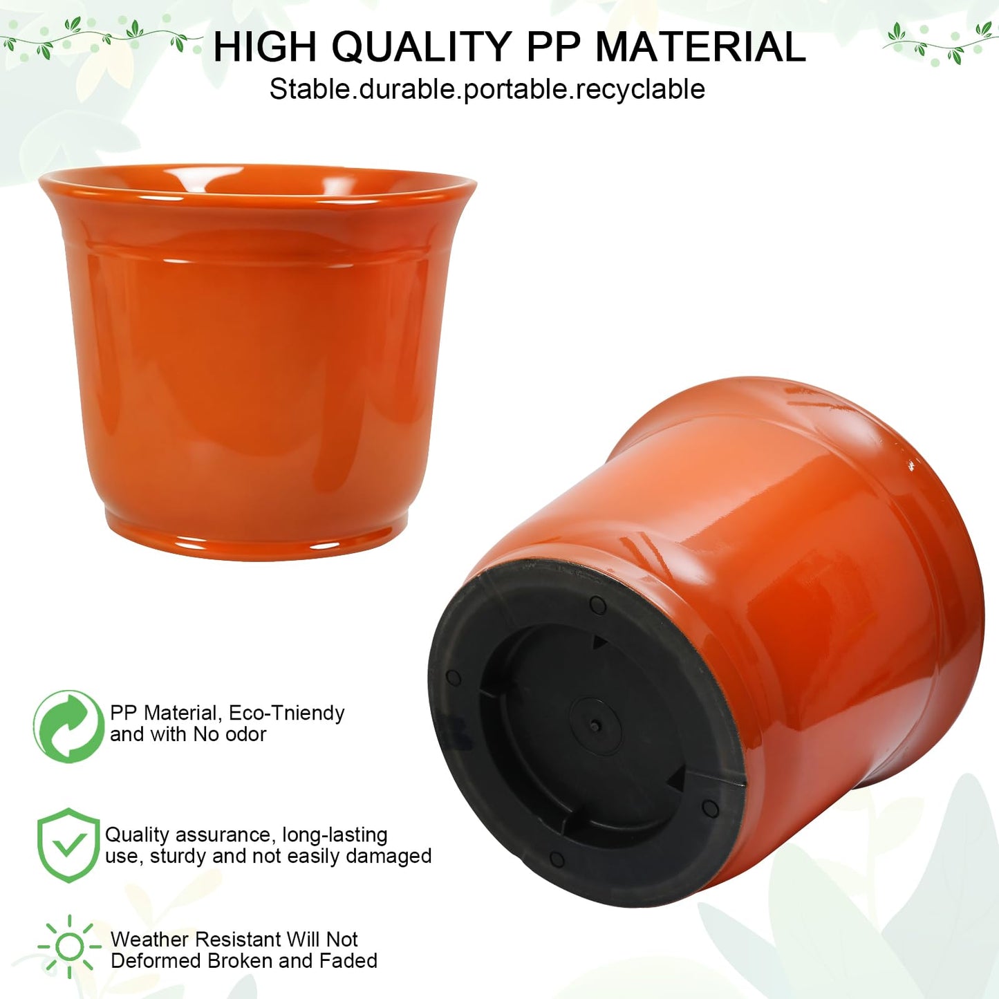 WEICHENGXING 2 Pack 18/15 Inch Large Plastic Pots for Plants, Planters for Outdoor Plants, Durable and Lightweight Flower Pots, Big Outdoor Planters Weather Resistant & UV Resistant, Orange