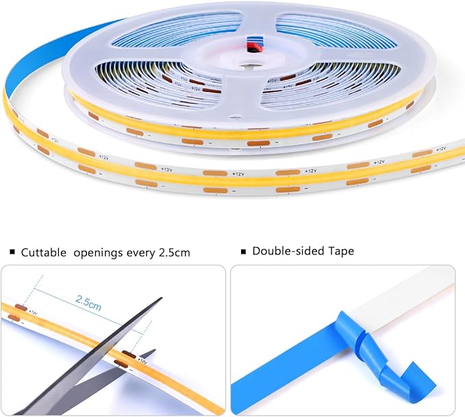 AIMENGTE Cabinet Light 12V COB LED Strip Lights, 6-in-1 Penetrable Touch Dimming