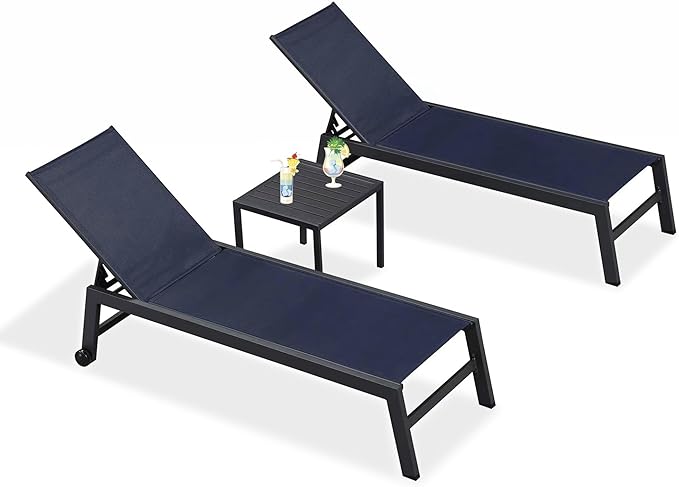 PURPLE LEAF Outdoor Patio Chaise Lounge Set 4 Pieces Pool Lounge Sunbathing