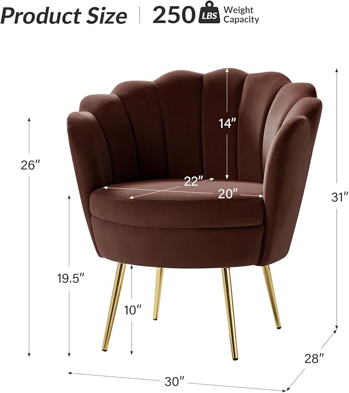 HULALA HOME Modern Velvet Accent Chairs Set of 2