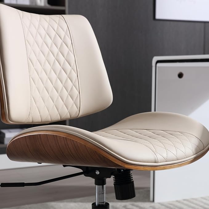 Home Office Chair No Arms with Wheels, Adjustable Height Small Desk Chair
