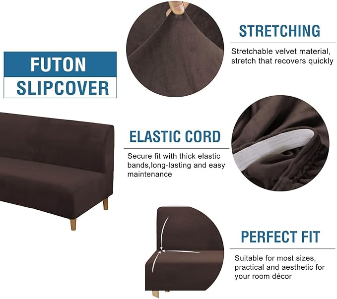 H.VERSAILTEX Real Velvet Futon Cover Armless Sofa Covers Sofa Bed Covers