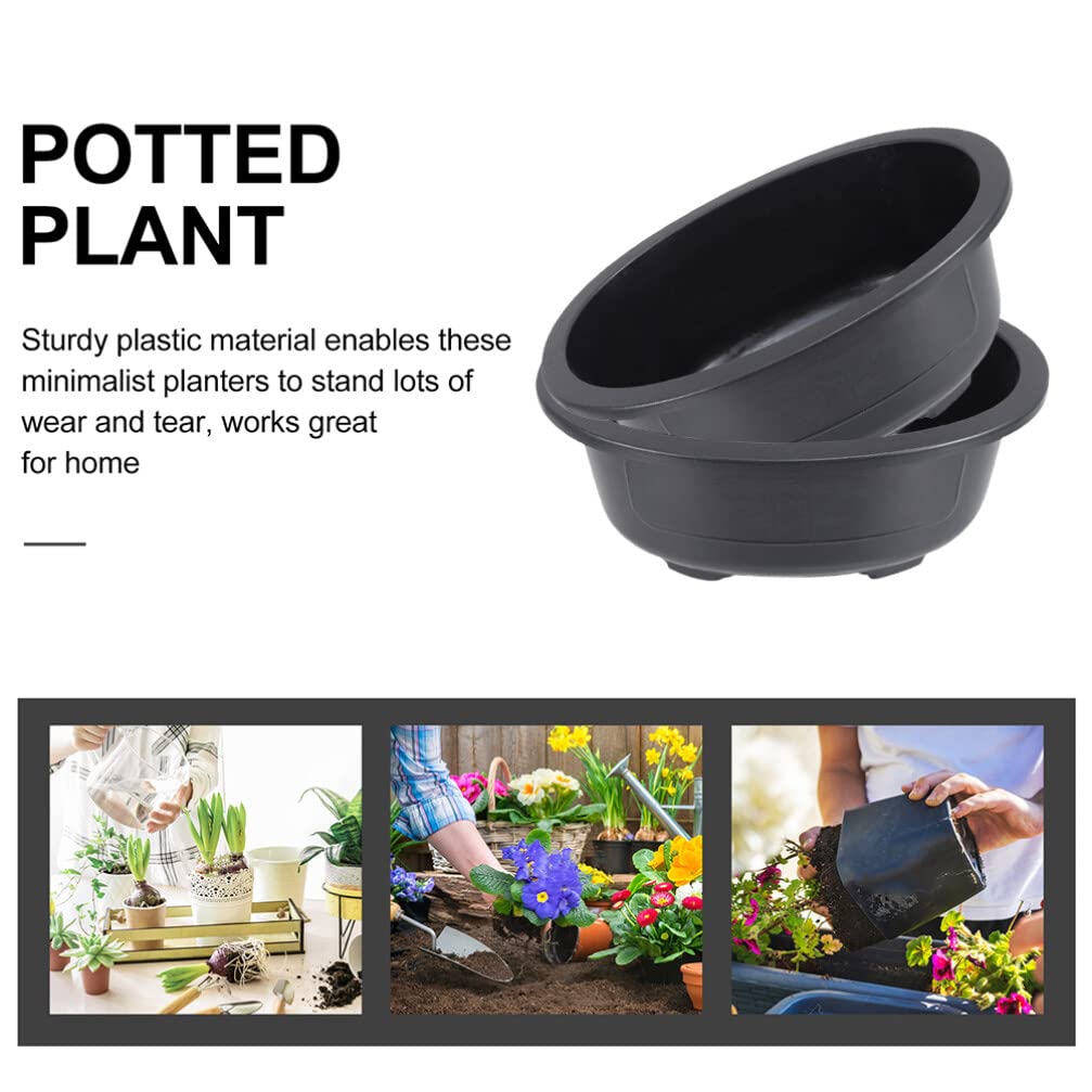 Homoyoyo 2PCS Bonsai Training Pots: 17 inch Large Bonsai Pot Oval Planter with Drainage Hole - Plastic Plants Growing for Nursery, Garden, Balcony