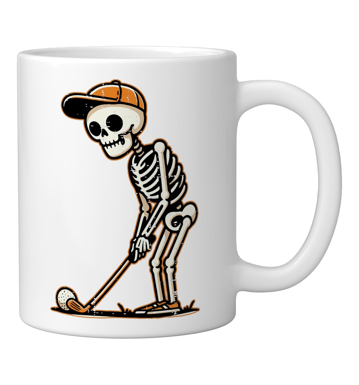 Skeleton Golf Player Halloween Costume Men Boys Kids Ceramic Mug, White