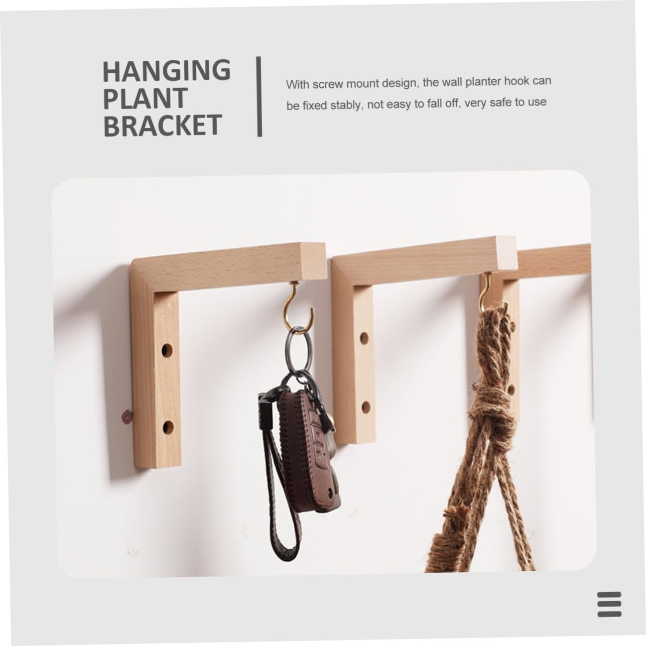 Happyyami 2pcs Wooden Wall Mount Plant Hangers Flowerpot Hanging Hooks for Outdoor Hanging Baskets Bird Feeders Wind Chimes Patio Garden