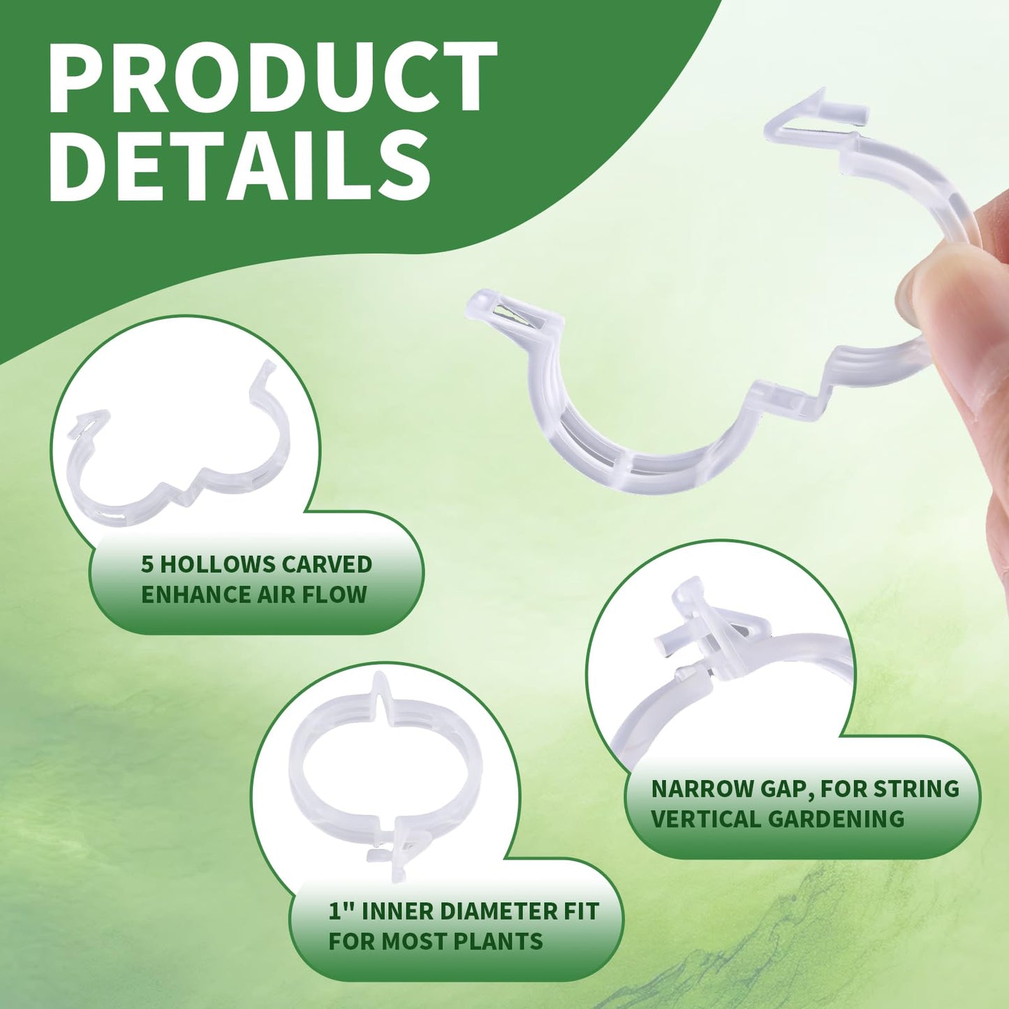 100 PCS Plant Support Clips,Reusable Garden Clips for Tomatoes, Climbing Plants, Vine Support,Plastic Plant Clips for Trellises, Indoor & Outdoor Use