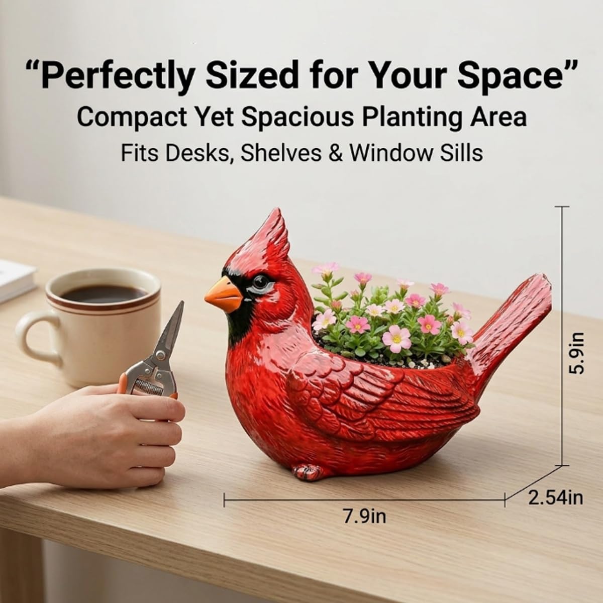 Cardinal Bird Succulent Planter, Resin Red Birds Plant Pot Small Cute Animal Flower Pots Hummingbird Succulent Planter Flower Plant Pot Decorative Planters for Indoor Tabletop Decor(Green 4pcs)