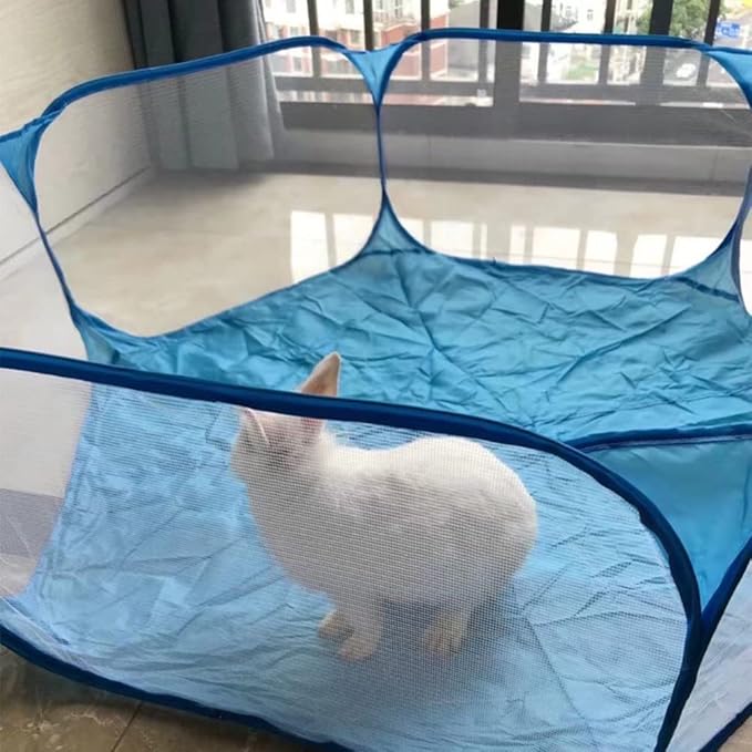 LUOZZY Animal Baby Playpen Foldable Fence Anti-Slip Bases Baby Playard Breathable Pet Playpen Indoor Outdoor Yard Fence for Kitten Puppy Bunny Hamster Ferret, 47Inch