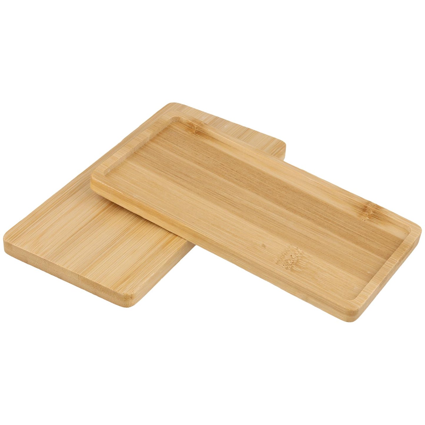 MUKLEI 20 Pack Bamboo Plant Saucer, 6.9 x 3.5 Inch Small Bamboo Trays Saucers, Mini Rectangle Plant Pot Drainage Tray for Succule