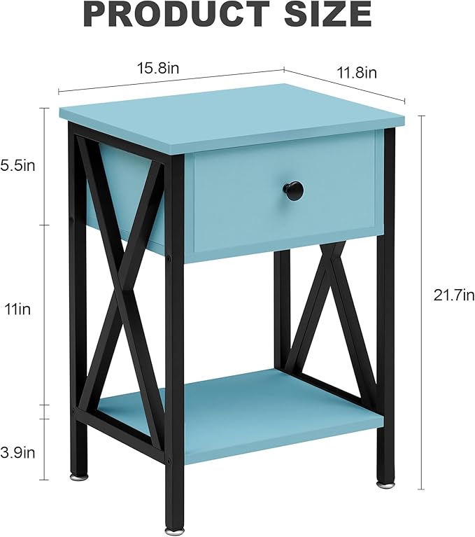 VECELO Nightstands Set of 2, Modern Bedside End Tables, Night Stands
