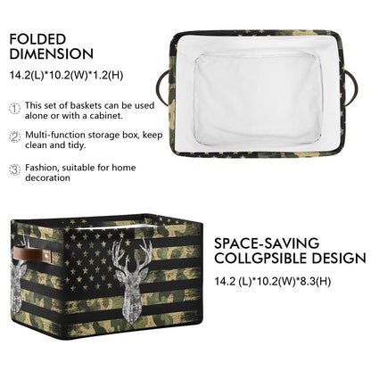 Camo Hunting Rectangular Storage Basket Organizer Bin Shelf Baskets For Clothes Gifts For Home Office Dorm
