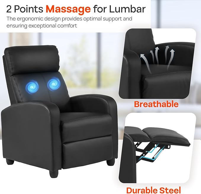 FDW Recliner Sofa Massage Chair Home Theater Seating