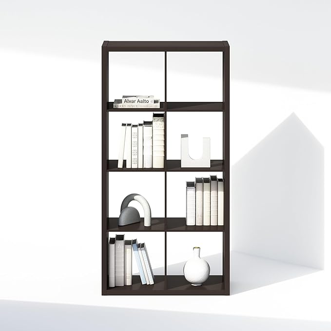 Furinno Simple Cube Storage Organizer, 8-Cube Display Shelf, Open Back Shelving