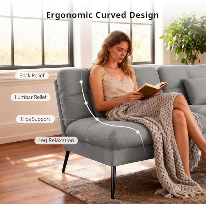 COMHOMA 72″ Futon Sofa Bed, Convertible Fabric Couch