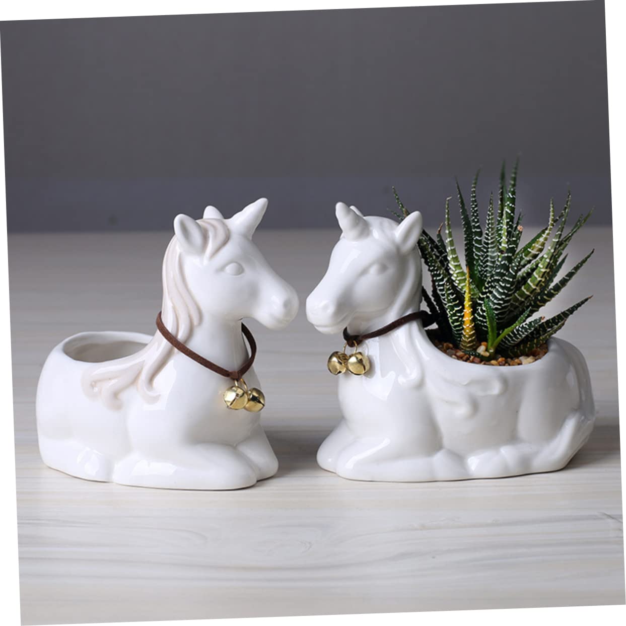 OFFSCH Ceramic Unicorn Flower Pot 5.11X4.72X3.34In Cartoon Succulent Plant Container Decorative Desktop Adornment for Home Office Garden