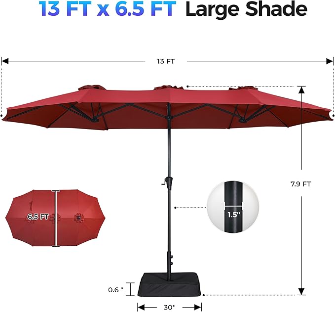 SUPERJARE 13FT Outdoor Patio Umbrella