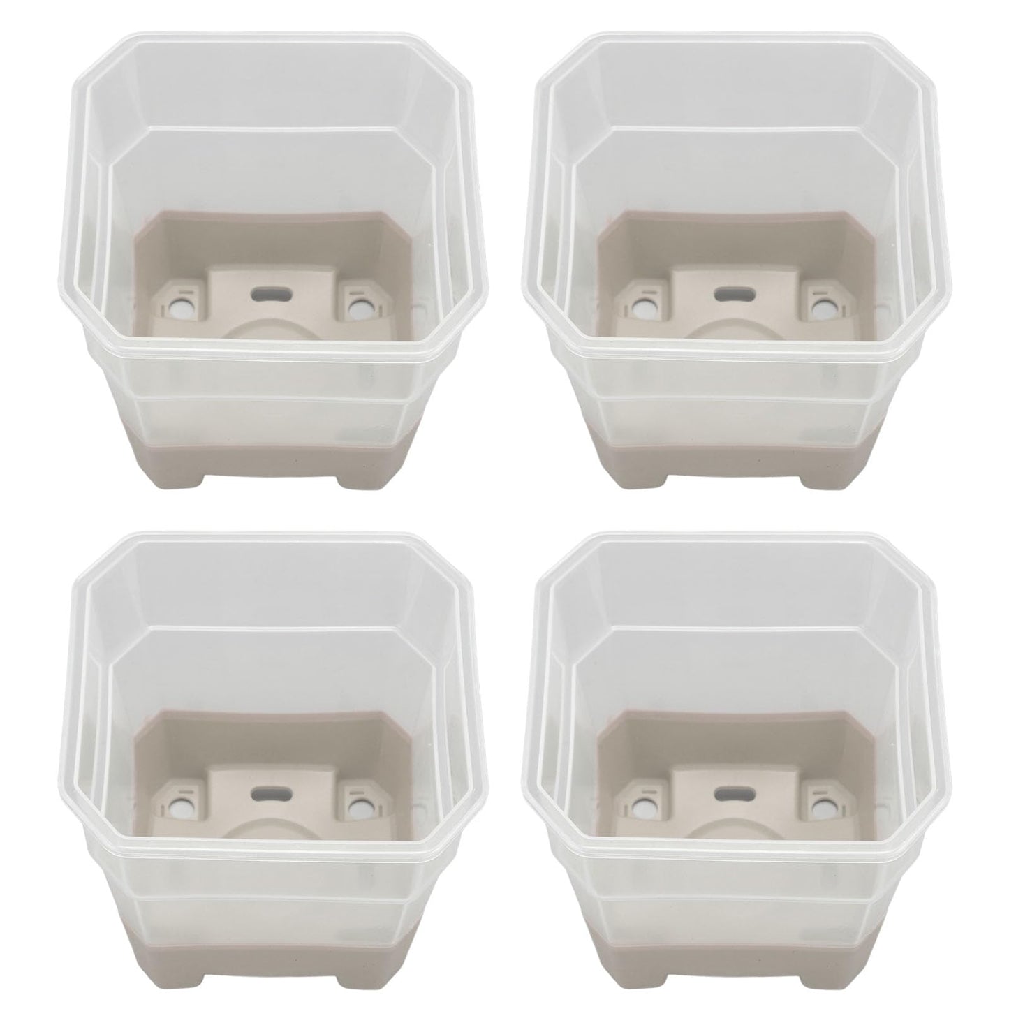 KELFEEAO 20PCS Clear Nursery Pots, 4in Plastic Silicone Seedling Plant Pot with Drainage Holes Square Flower Plant Seed Pot for Vegetables, Indoor Outdoor Use (Gray)