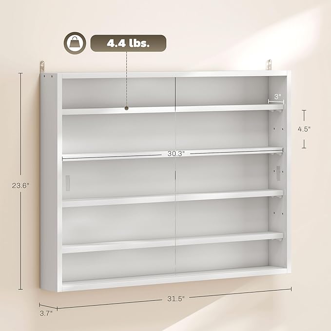 HOMCOM 5-Tier Display Cabinet, Glass Door Cabinet
