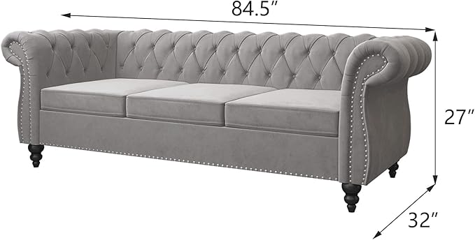 2 Piece Living Room Set, Velvet Chesterfield Sofa Loveseat Couch