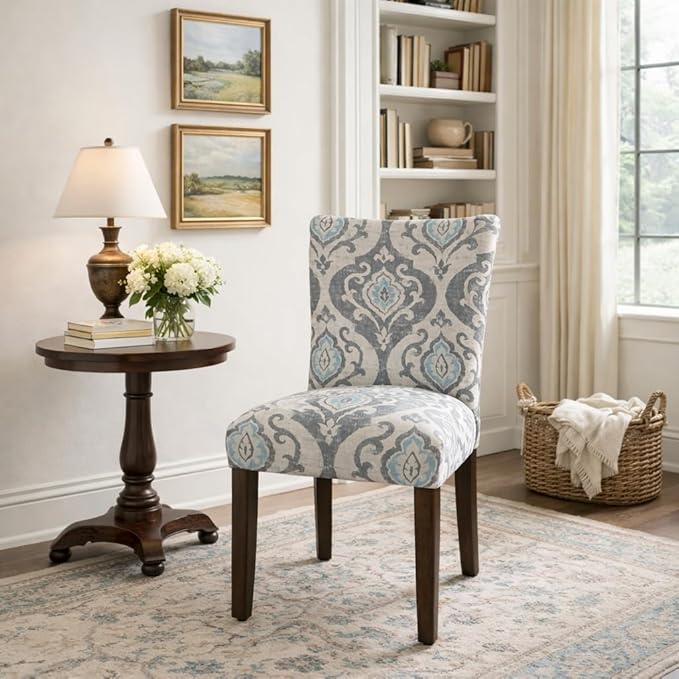 HomePop Parsons Classic Upholstered Accent Dining Chair, Suri Blue