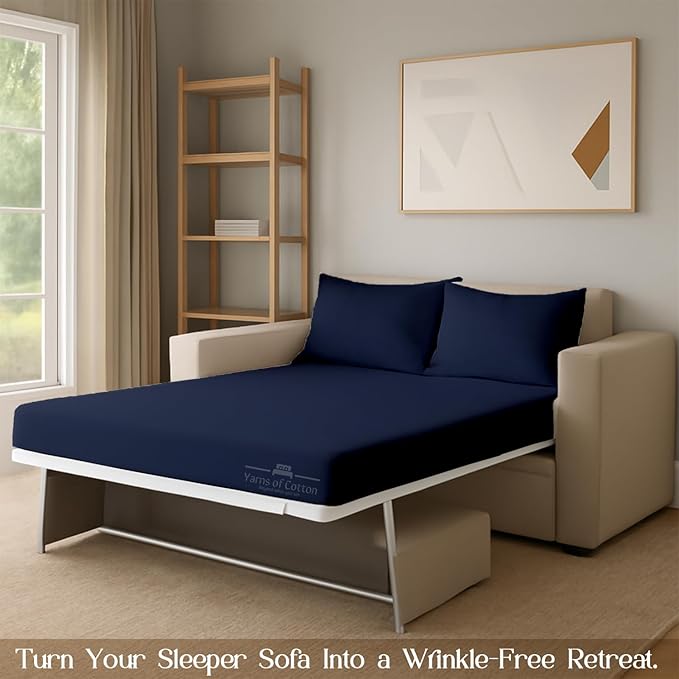 Sleeper Sofa Bed Sheet, 100% Cotton 400 Thread Count, 4 Piece Set, Deep Pocket