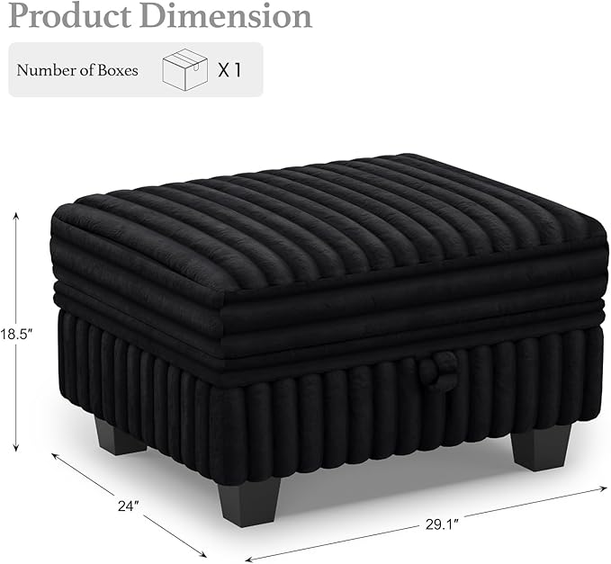 Belffin Corduroy Fabric Ottoman