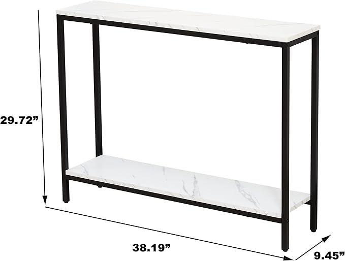 loglus Console Table for Entryway, Faux Marble MDF Sofa Table