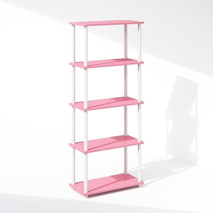Furinno Turn-N-Tube Book Shelf, 5-Tier Bookshelf, Bookcase