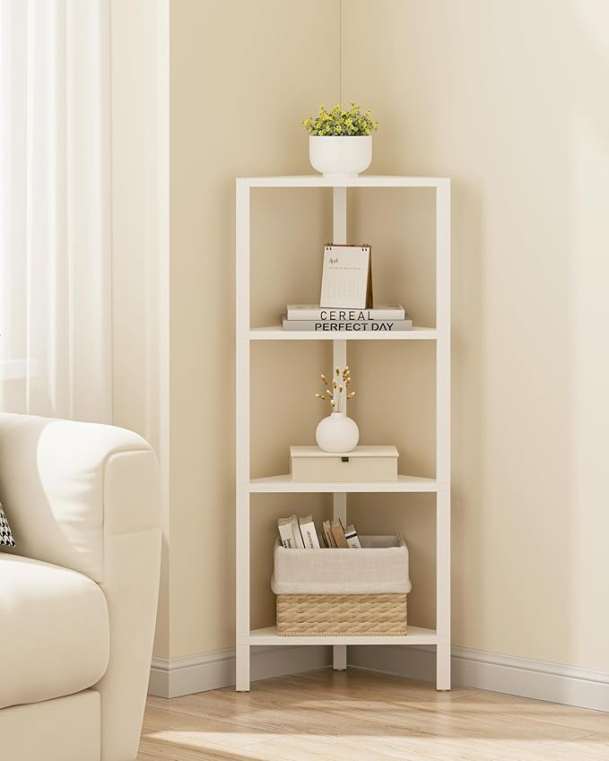 TUTOTAK Corner Shelf, 4-Tier Corner Bookshelf