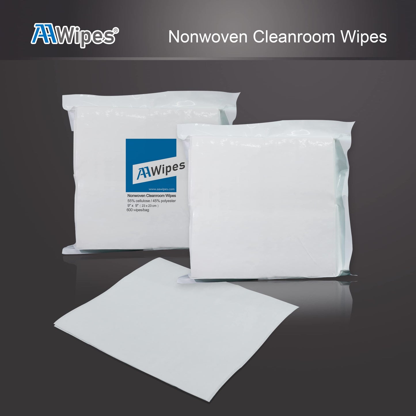 AAwipes Cleanroom Wipes 6" x 6" (Bag of 300 Pcs, Grade A, 68 GSM) Lint Free Wipes Cellulose/Polyester Wipers for Lab, Electronics, Pharmaceutics, Electronics, Printing, Semiconductor etc. (NW06806)