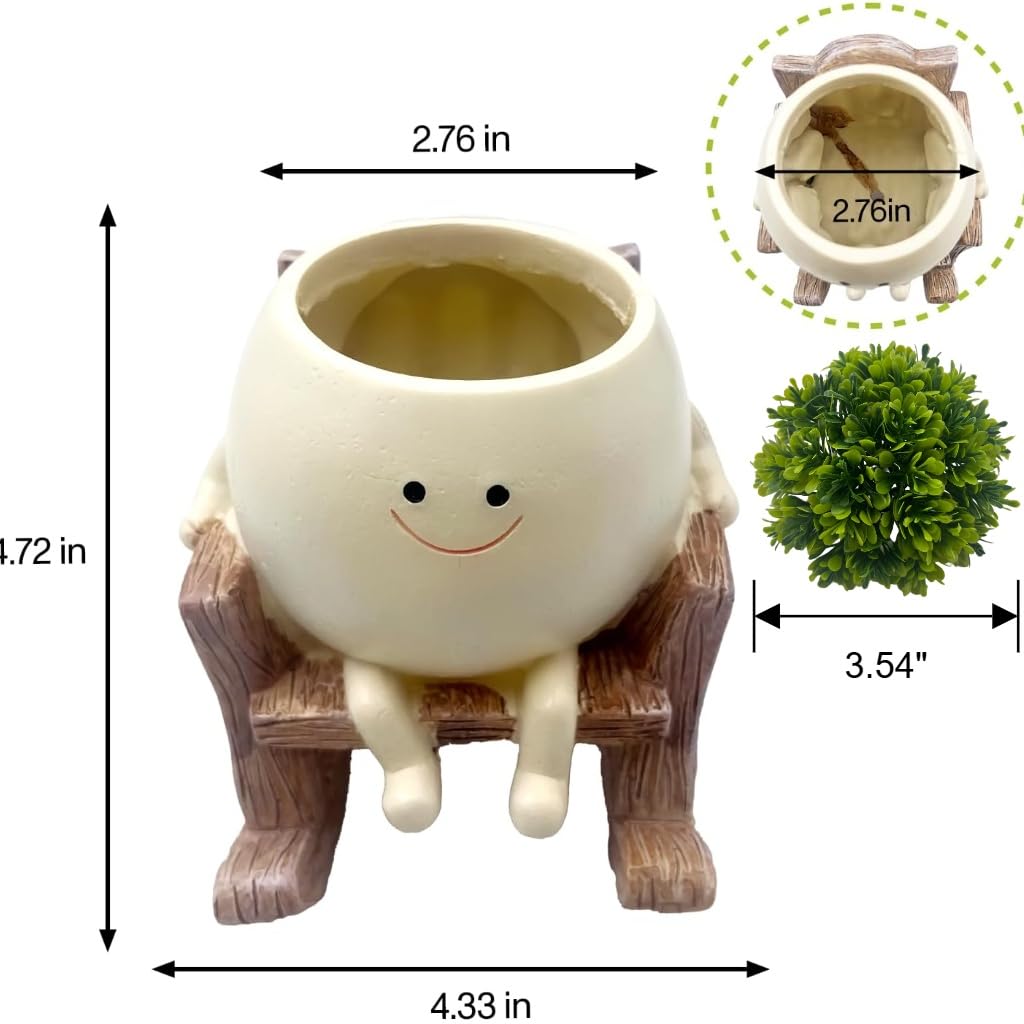 JaStara Dual-Purpose Small Fake Plants,Smiley Face Flower Pot Head Planter Include Detachable Fake Plant for Bathroom Kitchen Office Farmhouse Room Decor, Gift Ideal for Indoor Outdoor Decor