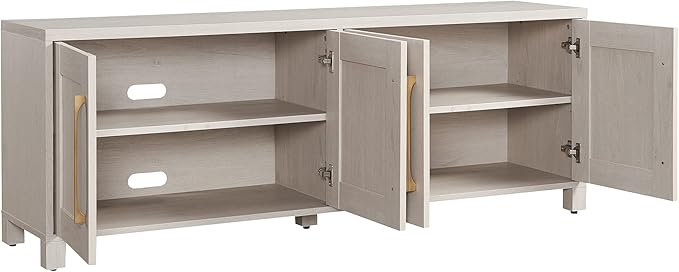 Henn&Hart Rectangular TV Stand for TV's up to 80" in Alder White, TV Stands for