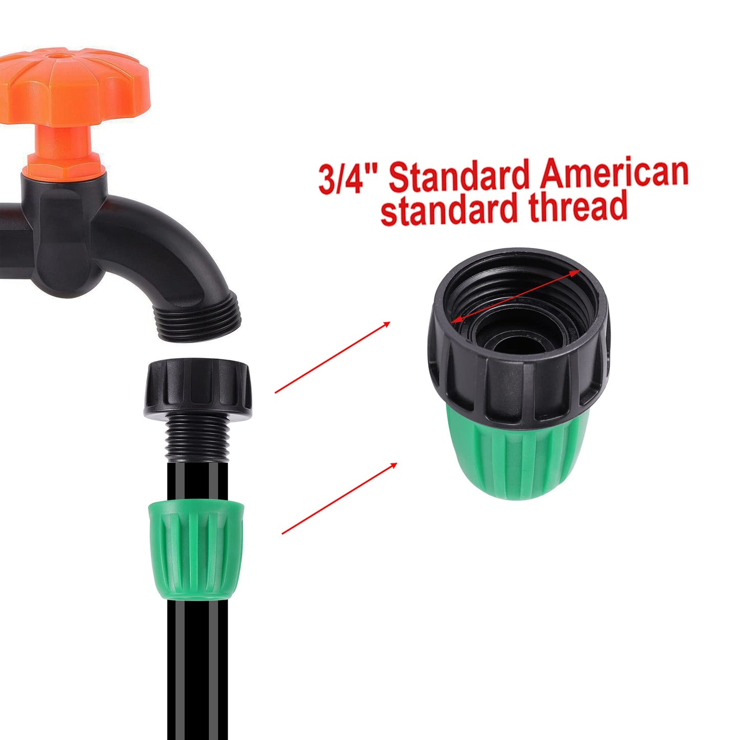 33 FT 1/2 Inch Drip Irrigation Tubing Main Line Hose Tube 1/2''PVC Garden Irrigation Tubing (OD:16mm,ID:12mm) with Drip Connector (Ends Plug,Hose Adapter) for Garden Drip Irrigation System