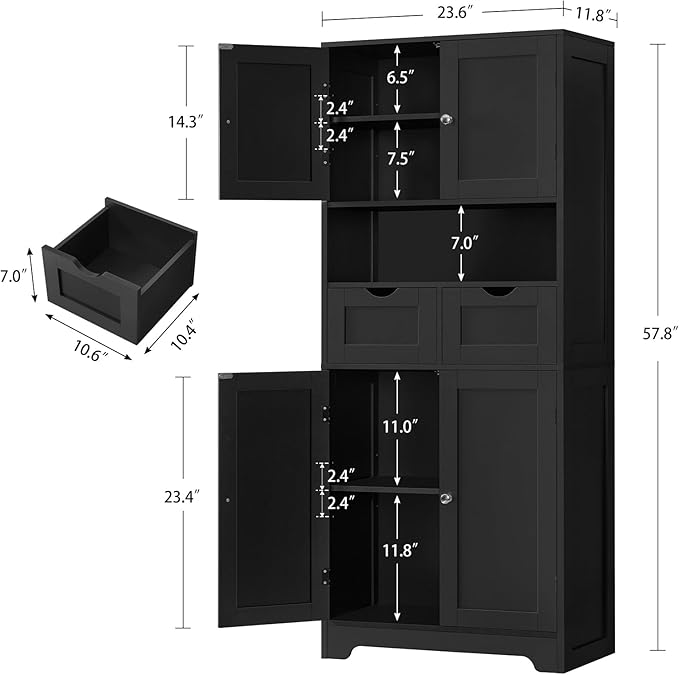 Iwell 57.8" H Tall Storage Cabinet