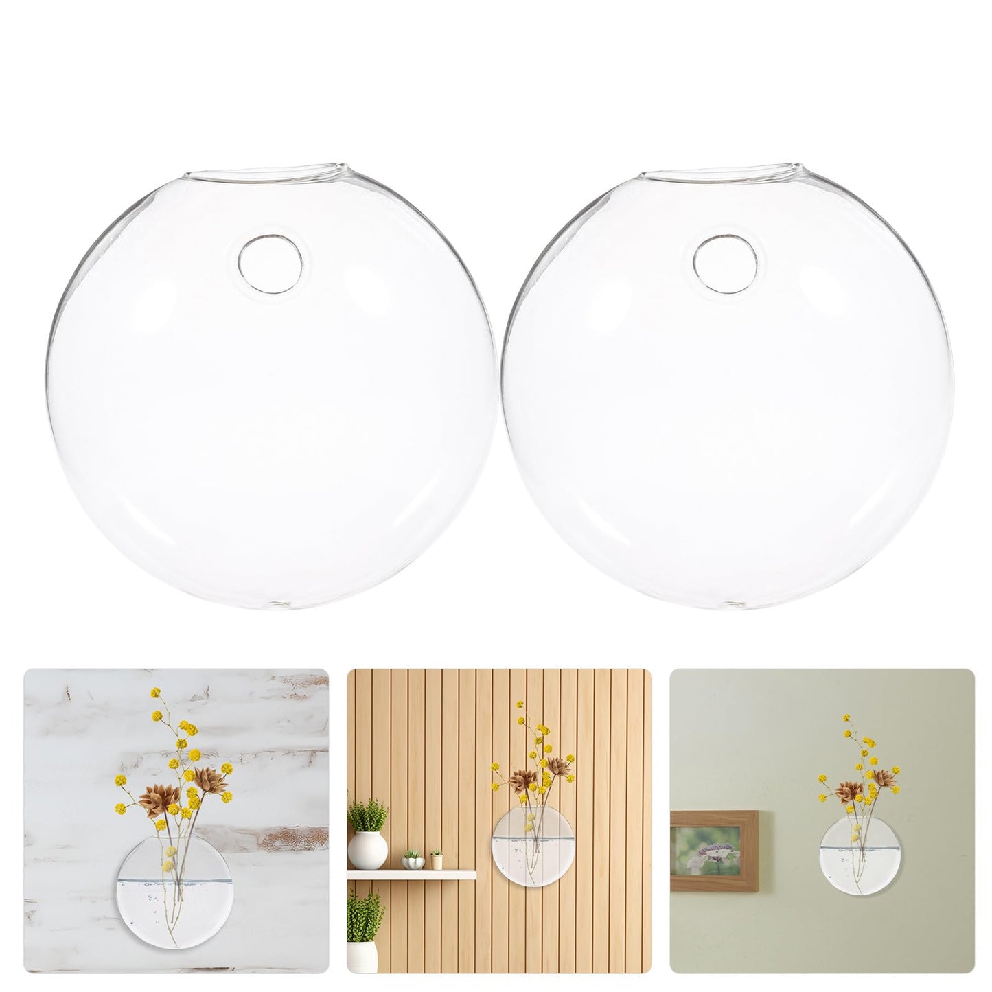 DECHOUS 2pcs Wall Hanging Glass Terrarium Vases Hydroponic Planter Indoor Decor for Succulent Plants